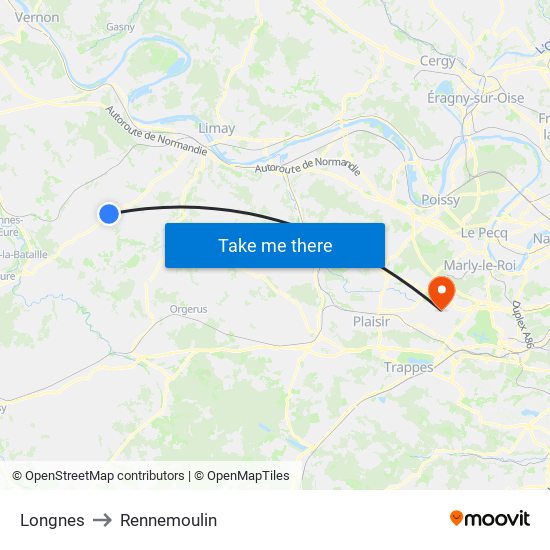 Longnes to Rennemoulin map