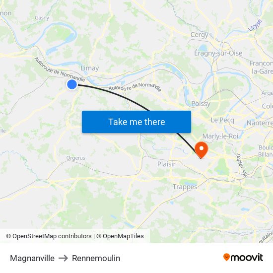 Magnanville to Rennemoulin map