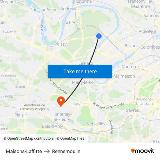 Maisons-Laffitte to Rennemoulin map