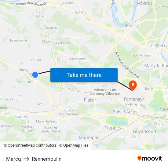 Marcq to Rennemoulin map