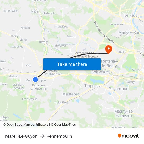 Mareil-Le-Guyon to Rennemoulin map