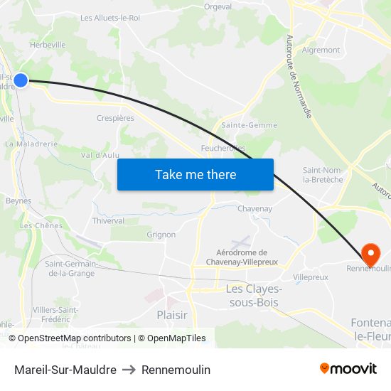 Mareil-Sur-Mauldre to Rennemoulin map