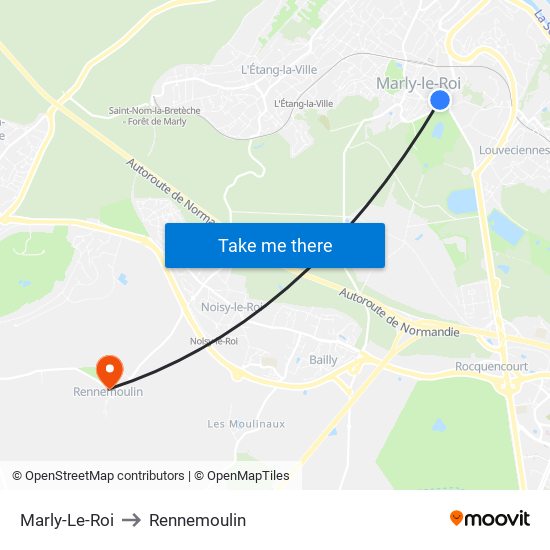 Marly-Le-Roi to Rennemoulin map