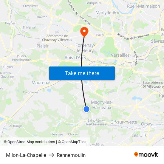 Milon-La-Chapelle to Rennemoulin map