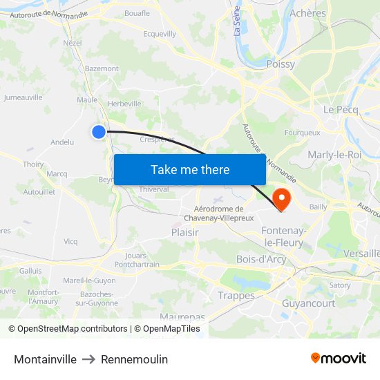 Montainville to Rennemoulin map