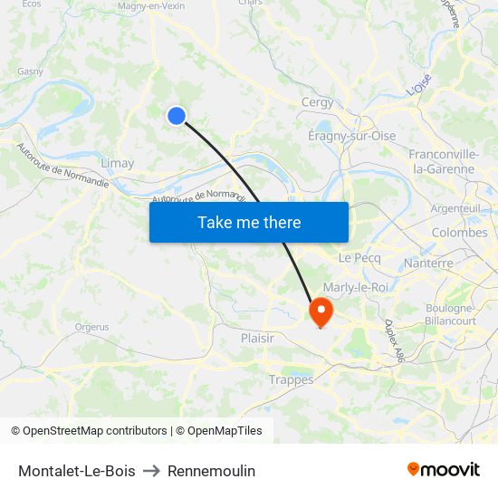 Montalet-Le-Bois to Rennemoulin map