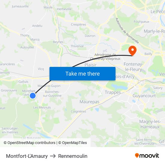 Montfort-L'Amaury to Rennemoulin map