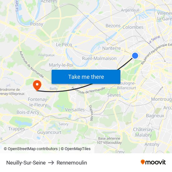 Neuilly-Sur-Seine to Rennemoulin map