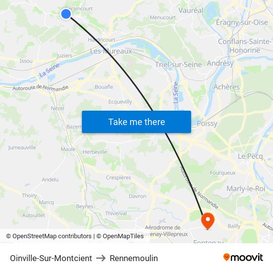 Oinville-Sur-Montcient to Rennemoulin map