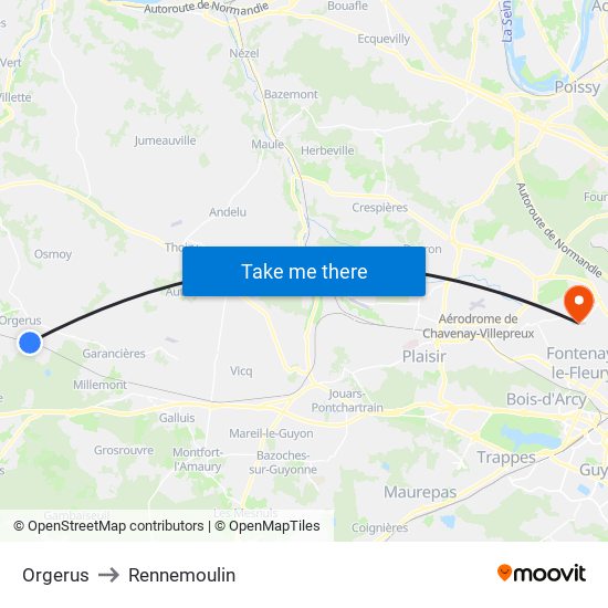 Orgerus to Rennemoulin map
