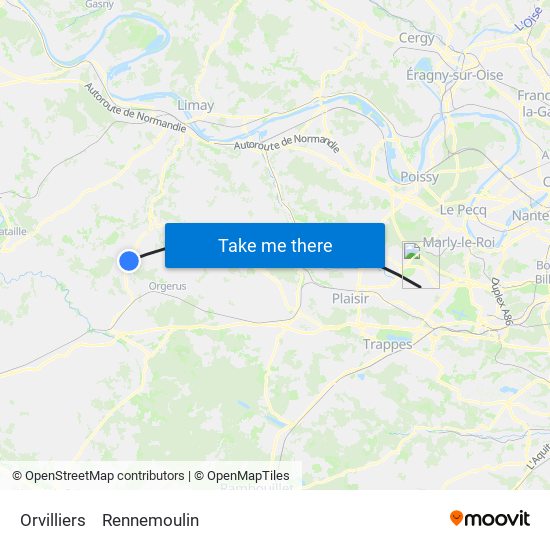 Orvilliers to Rennemoulin map