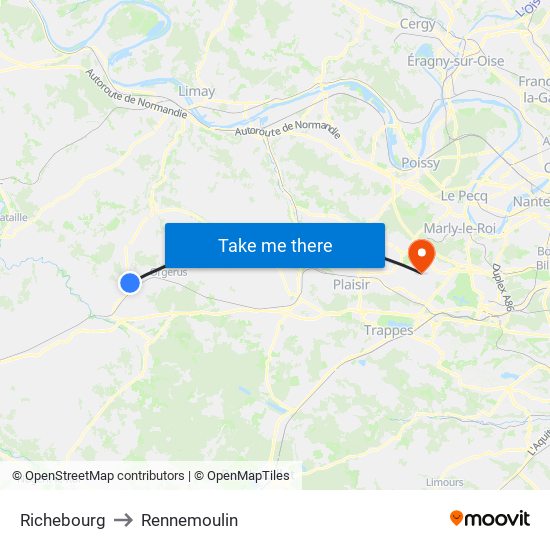 Richebourg to Rennemoulin map