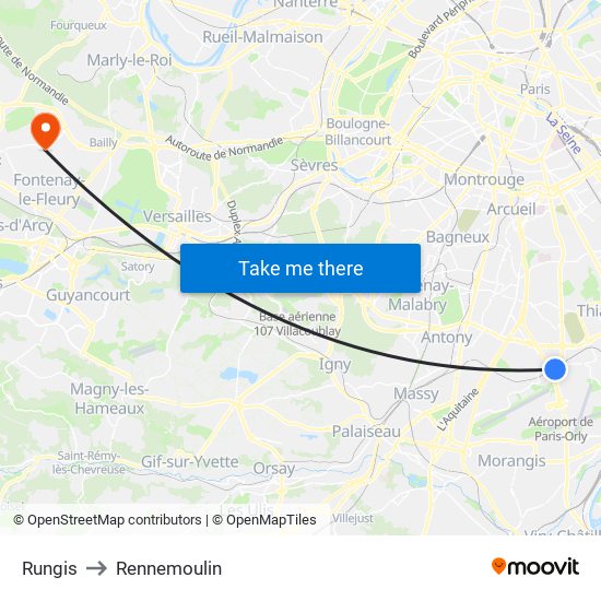 Rungis to Rennemoulin map