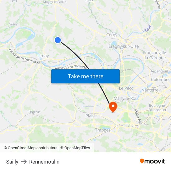 Sailly to Rennemoulin map