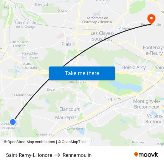 Saint-Remy-L'Honore to Rennemoulin map