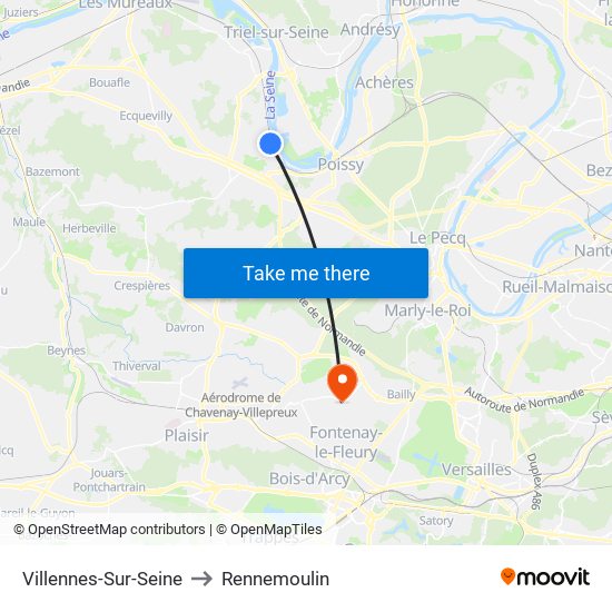 Villennes-Sur-Seine to Rennemoulin map