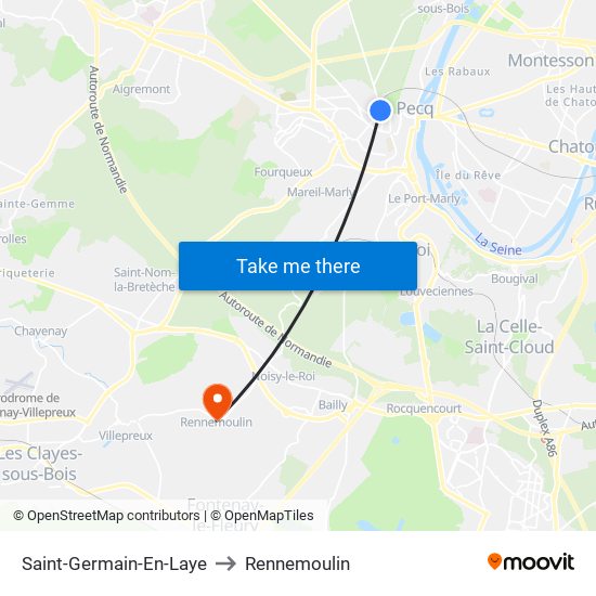 Saint-Germain-En-Laye to Rennemoulin map