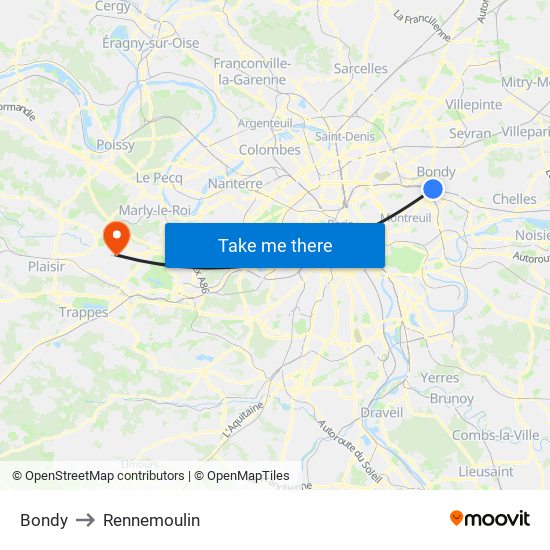 Bondy to Rennemoulin map