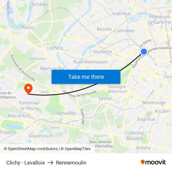 Clichy - Levallois to Rennemoulin map