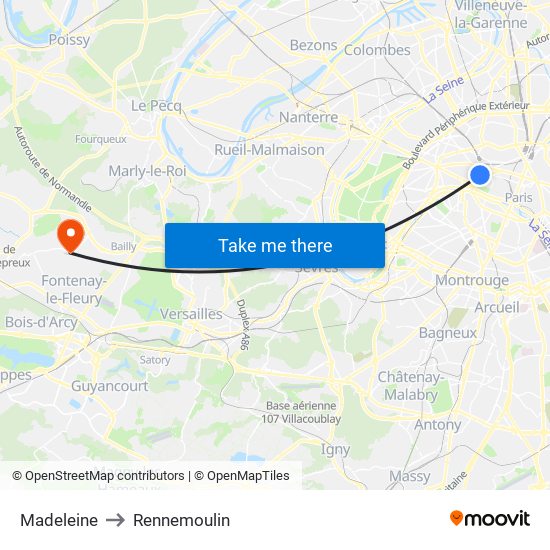 Madeleine to Rennemoulin map