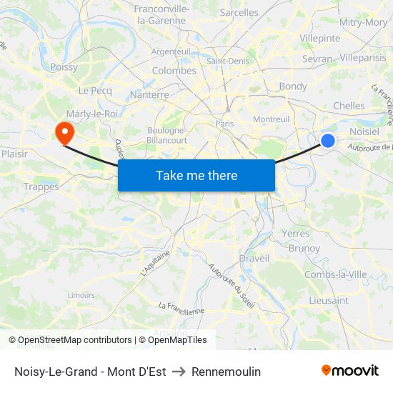 Noisy-Le-Grand - Mont D'Est to Rennemoulin map