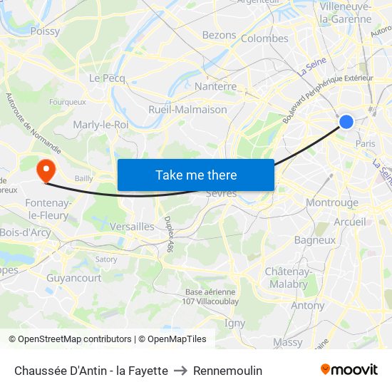 Chaussée D'Antin - la Fayette to Rennemoulin map