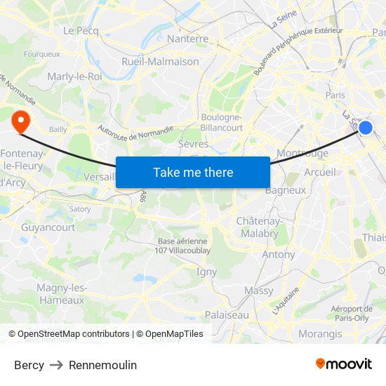 Bercy to Rennemoulin map
