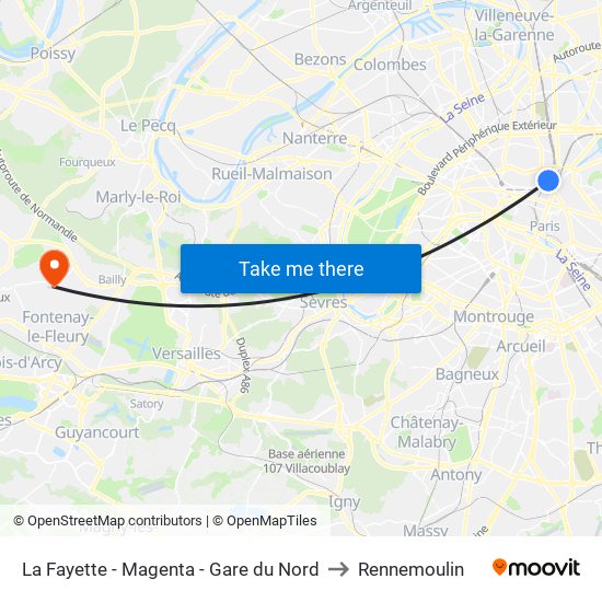 La Fayette - Magenta - Gare du Nord to Rennemoulin map
