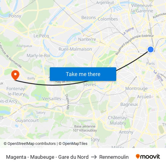 Magenta - Maubeuge - Gare du Nord to Rennemoulin map