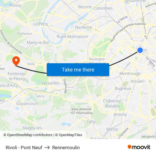 Rivoli - Pont Neuf to Rennemoulin map