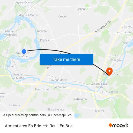 Armentieres-En-Brie to Reuil-En-Brie map