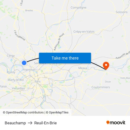 Beauchamp to Reuil-En-Brie map