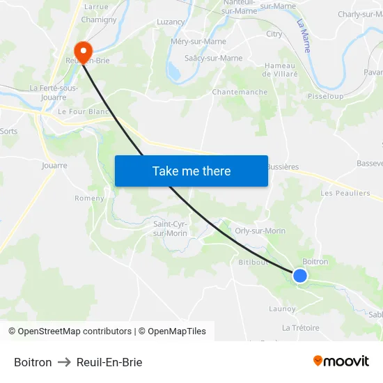 Boitron to Reuil-En-Brie map