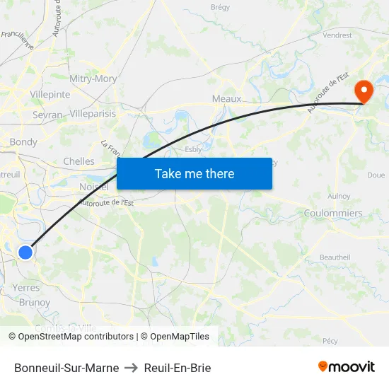 Bonneuil-Sur-Marne to Reuil-En-Brie map