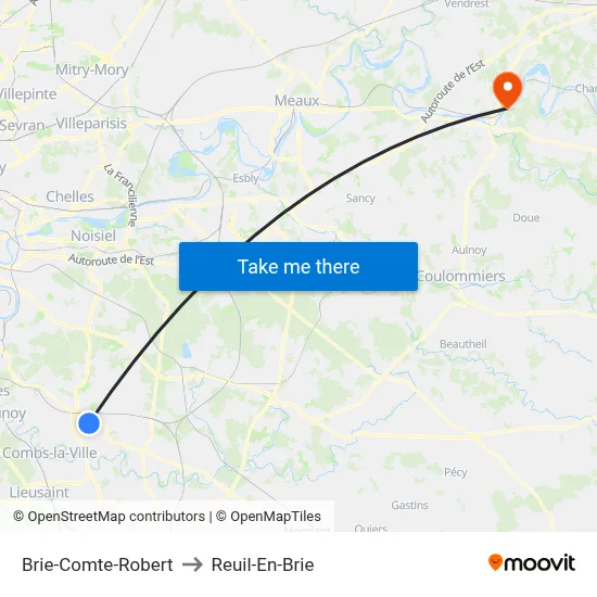 Brie-Comte-Robert to Reuil-En-Brie map