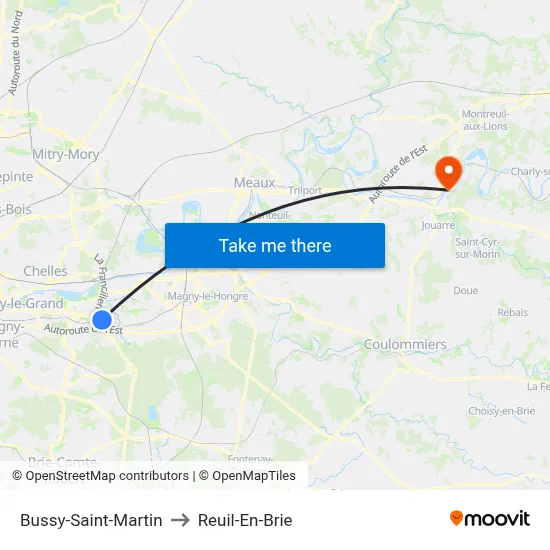 Bussy-Saint-Martin to Reuil-En-Brie map