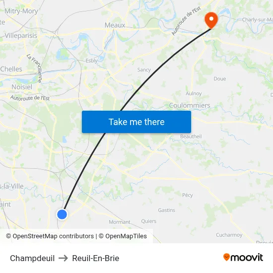 Champdeuil to Reuil-En-Brie map