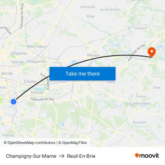 Champigny-Sur-Marne to Reuil-En-Brie map