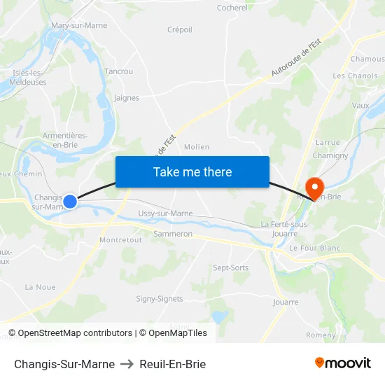 Changis-Sur-Marne to Reuil-En-Brie map