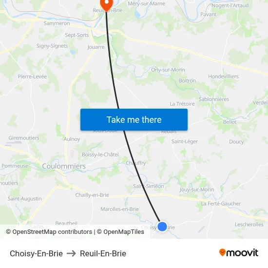 Choisy-En-Brie to Reuil-En-Brie map