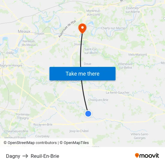 Dagny to Reuil-En-Brie map