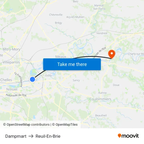 Dampmart to Reuil-En-Brie map