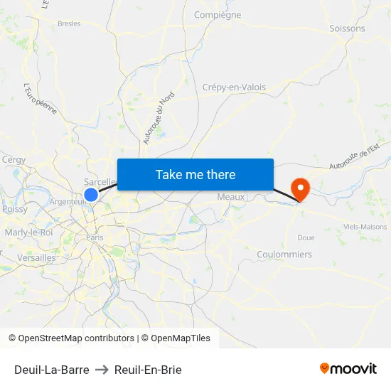 Deuil-La-Barre to Reuil-En-Brie map