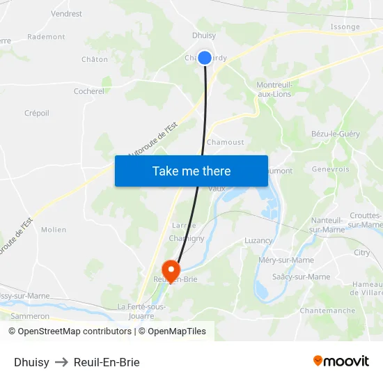 Dhuisy to Reuil-En-Brie map
