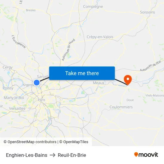 Enghien-Les-Bains to Reuil-En-Brie map