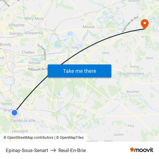 Epinay-Sous-Senart to Reuil-En-Brie map
