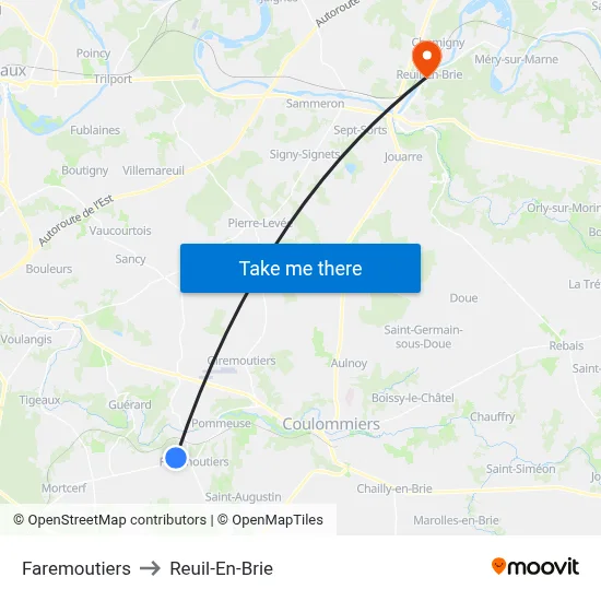 Faremoutiers to Reuil-En-Brie map