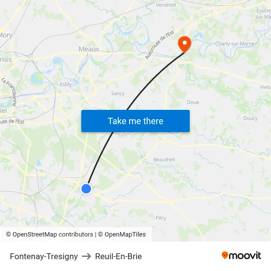 Fontenay-Tresigny to Reuil-En-Brie map