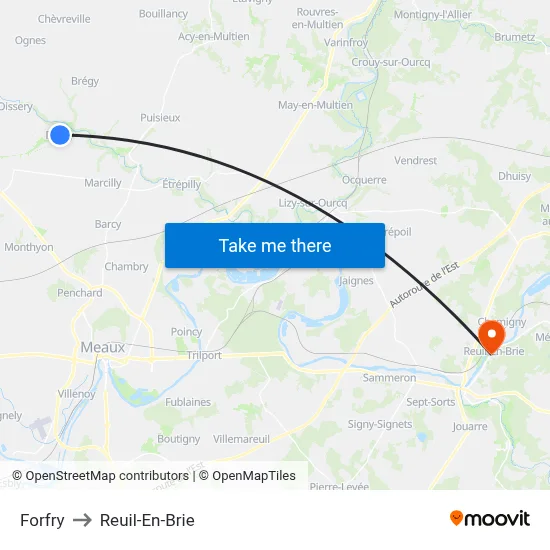 Forfry to Reuil-En-Brie map