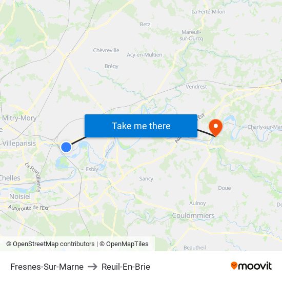 Fresnes-Sur-Marne to Reuil-En-Brie map